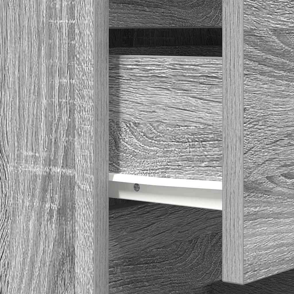 Bedside Cabinet with 3 Drawers Grey Sonoma 39x35x65 cm